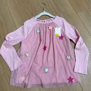 New with tags Mini Boden Pink Tulle Star Long Sleeve Top